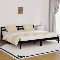 Lits et Matelas vidaXL Cadre de lit Bois massif de pin 200x200 cm Noir 810454