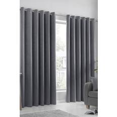 Grey Curtains Fusion Strata Thermal Dimout Eyelet