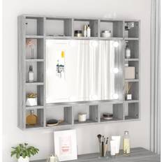 vidaXL Spiegelschrank mit LED Grau 91 x 15 x 76,5 cm