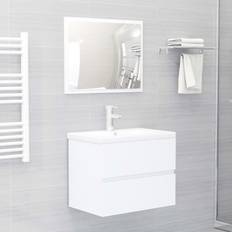 Mobiliers de Salle de Bain vidaXL Ensemble De Meubles Salle De Bain 2 pcs Blanc Aggloméré