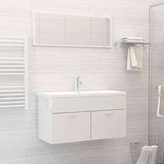 vidaXL Set Mobili da Bagno 2 pz Bianco Lucido in Legno Multistrato