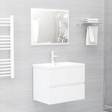 vidaXL Set Mobili da Bagno 2 pz Bianco Lucido in Legno Multistrato