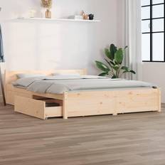 140 cm Bettrahmen vidaXL Bed Frame with Drawers Bettrahmen