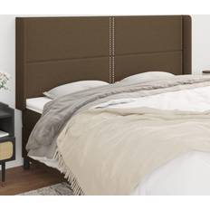 vidaXL kanter 163x16x118/128 stof mørkebrun Sengegavl