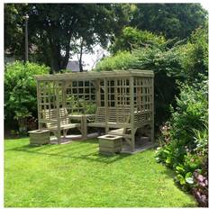 Corner pergola Churnet Valley The Riviera Seated Pergola, Wooden Garden Corner Arbour
