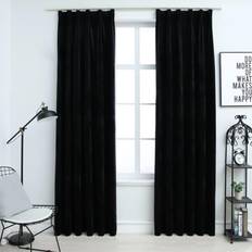 Cortinas vidaXL Cortinas Opacas Con Ganchos 2 Pzas Terciopelo Negro 140x175 cm