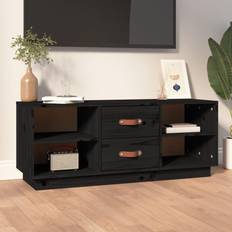 vidaXL De Madera Maciza De Pino Negro 100x34x40 cm Mueble de TV