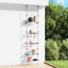 Attrezzature da Cucina vidaXL Rastrelliera Telescopica Giardino 3 Ripiani Argento Alluminio