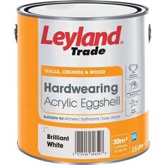 Leyland Trade White Paint Leyland Trade Hardwearing Acrylic Eggshell Paint White 0.75L