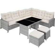 Rechteckig Lounge-Sets tectake Rattan Garden Furniture