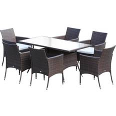 Metal Juegos de comedor de patio OutSunny 6-Seater Juego de comedor de patio, 1 Mesa incl. 6 Sillas