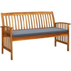 Gris Bancs de Jardin vidaXL Garden Bench With Cushion 147 cm Solid Wood Banc de Jardin