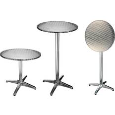 Tables de Salle à Manger d'Extérieur HI Table De Bistro Bar Pliable Aluminium Rond 60 x 60 x (58-115) cm