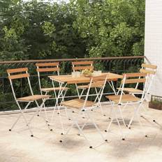 vidaXL 7 Piece Folding Solid Wood Bistro Set