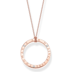 Thomas Sabo Sterling Silver Rose Gold Plated White Stones Circle Necklace KE1877-416-14