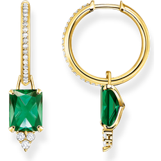 Thomas Sabo Sterling Silver Green Stone Hoop Earrings CR672-971-6