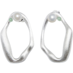 Sorelle Jewellery Flow Earrings - Silver/Pearls/Green