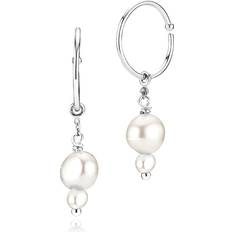 Sistie Ella Creoles Earrings - Silver/Pearls