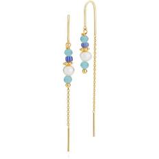 Sistie Simona Blue Earrings - Förgyllt-Silver
