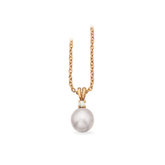 8k - Guld Halsband Scrouples Pendant Chain - Gold/Pearl/Transparent