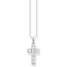 Thomas Sabo Halsband Kors Med Vita Stenar - Silver