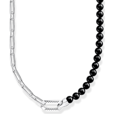 Onyx - Women Necklaces Thomas Sabo Rebel Silver Link Chain Onyx Necklace