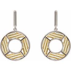 Fiorelli Geo Cage Design Open Circle Yellow Gold Drop Earrings E6222