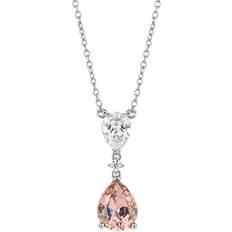 Diamonfire Silver Pink Zirconia Teardrop Necklace