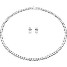 Jewelry Sets Swarovski Matrix Tennis set, Round cut, White, Rhodium plated