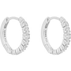 Diamonfire Silver Zirconia Dainty Pave Set Cluster Hoop Earrings