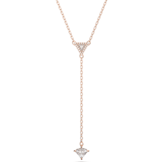Swarovski Ortyx Y necklace, Triangle cut, White, Rose gold-tone plated