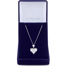 Jon Richard Rhodium Plated Cubic Zirconia Mixed Stone Heart Pendant Necklace Gift Boxed