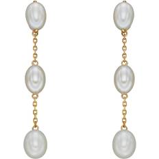 Elements Fresh Water Pearl Tier Yellow Gold Drop Earrings GE2388W