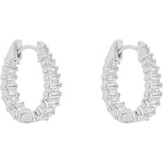 Diamonfire Silver Zirconia Statement Baguette Hoop Earrings