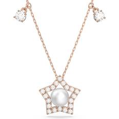 Swarovski Stella necklace, Mixed cuts, Star, White, Rose gold-tone plated