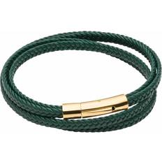 Fred Bennett Multi Row Plaited Green Recycled Leather Bracelet B5429