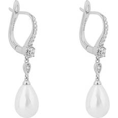 Earrings pearl Diamonfire Shell Pearl Drop Lever Zirconia Hook Earrings E6201