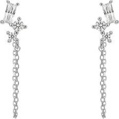 Diamonfire Silver Zirconia Baguette Chain Stud Earrings