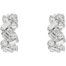 Diamonfire Silver Zirconia Baguette Scatter Hoop Earrings