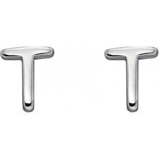 Beginnings Initial T Sterling Silver Stud Earrings E6037