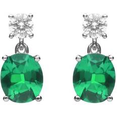 Diamonfire Oval Green Zirconia Drop Earrings E6199