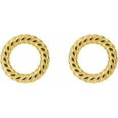 Fiorelli Rope Pattern Open Circle Yellow Gold Stud Earrings E6215