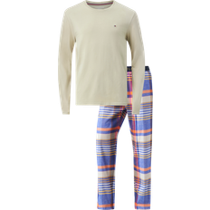 Marrón Pijamas Tommy Hilfiger Ls Pant Flannel Tee Set 0sd - Stone Checks Male