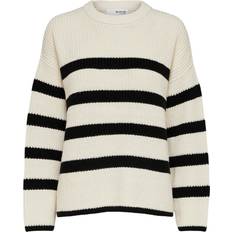 Selected SLFBloomie Pullover - Nero/Bianco