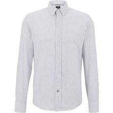 HUGO BOSS Hør Skjorter HUGO BOSS Hal Cotton/Linen Striped Shirt Pastel Blue