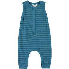 Turkosa Jumpsuits Barnkläder Joha Sparkdräkt Ull Blårandig Sparkdräkt