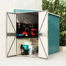 Outbuildings vidaXL Wall-mounted Shed Green Galvanised (Building Area )