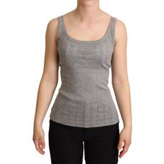 Dolce & Gabbana Gray T-shirts Dolce & Gabbana Gray Cotton Modal Canotta Tank Top Women's T-shirt