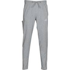 adidas Essentials Single Jersey Tapered Open Hem 3-Stripes Joggers - Medium Grey Heather / White