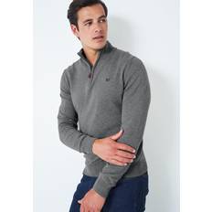 Crew Clothing Classic Half Zip Knit Light Grey